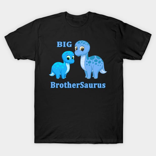 Cute Blue Brontosaurus Big Brother Dinosaur T-Shirt by csforest